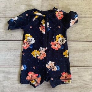 Old Navy Floral Rash-guard Zip Bathing Suit Size 0-3 months